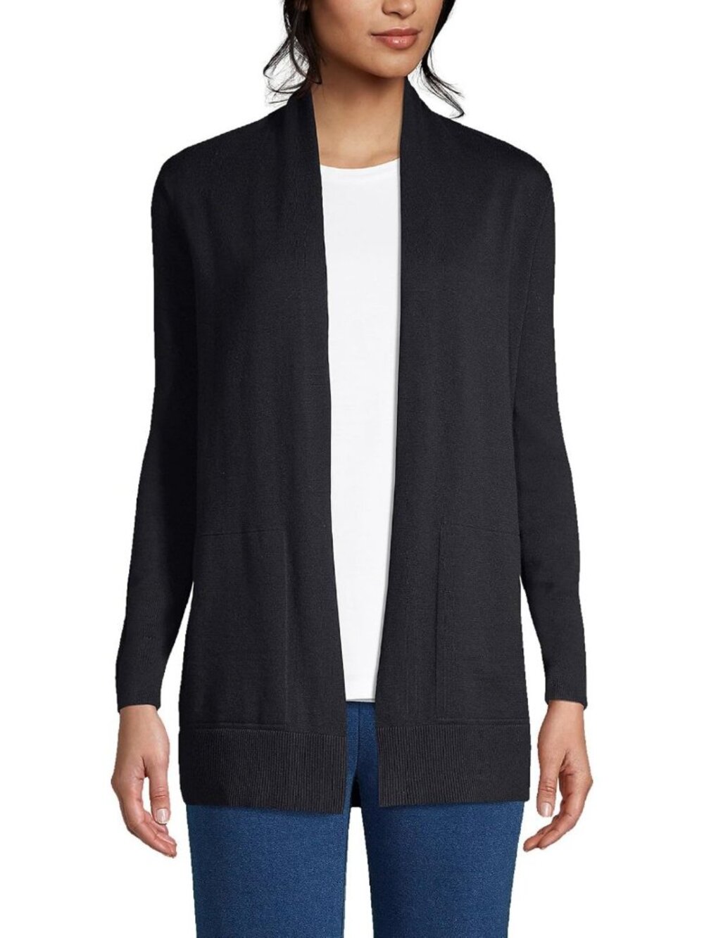 Cozy Black Long Sleeve Open Cardigan Sweater for Women - Size Small, Versatile